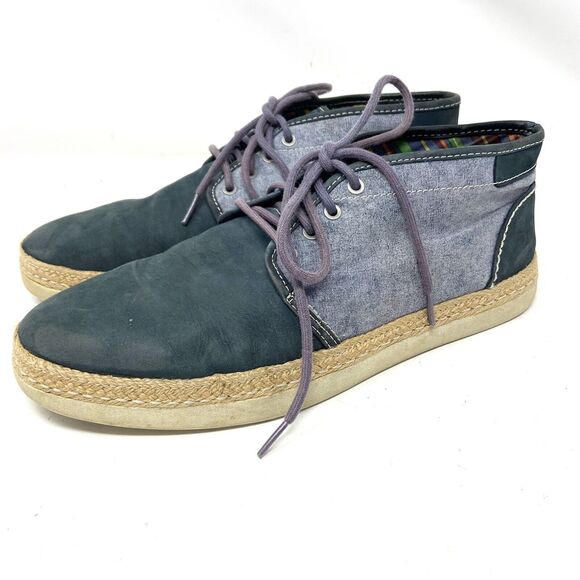 UGG Cantrell Blue Suede Canvas Chukka Lace Up Ankle Boots Shoes - Picture 1 of 6